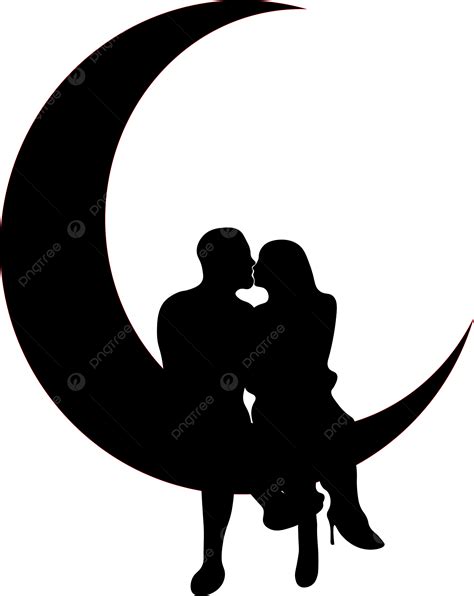 Siluetas Pareja Amor En La Ilustración De La Luz De La Luna Png
