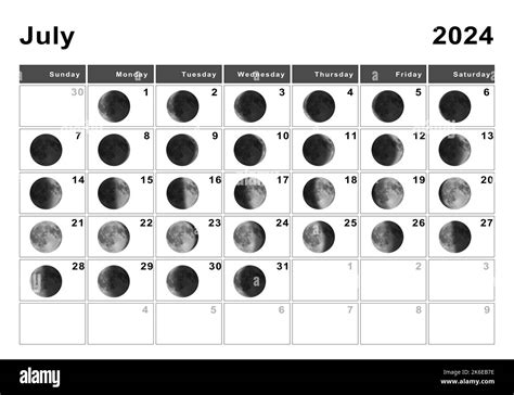 Julio 2024 Calendario Lunar Ciclos Lunares Fases Lunares Fotografía