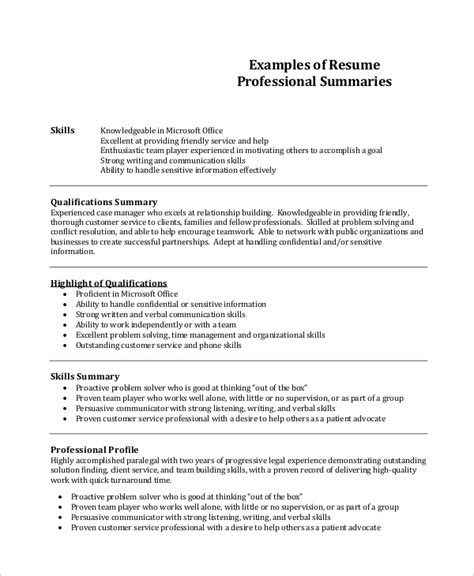 Free 8 Resume Summary Templates In Pdf Ms Word