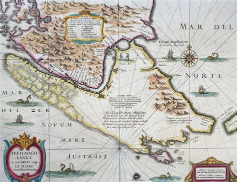1639 Hondius Antique Map Of Magellan Straits South America Classical