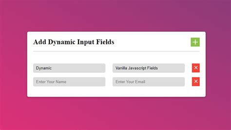 How To Create Dynamic Input Fields Creation Using HTML CSS And Vanilla