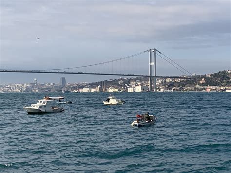 Boats And The Bosphorus Bridge Over Bosphorus Strait In Istanbul