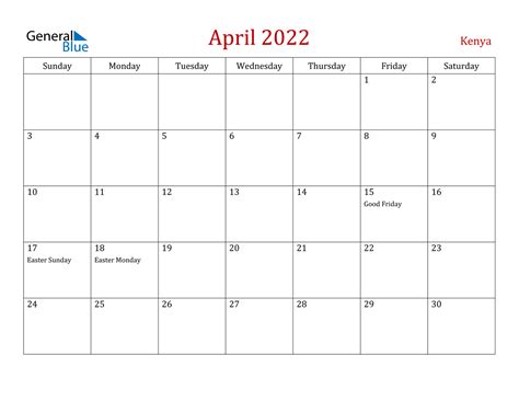 2022 Calendar Kenya With Holidays Printable Calendar 2020 For Kenya