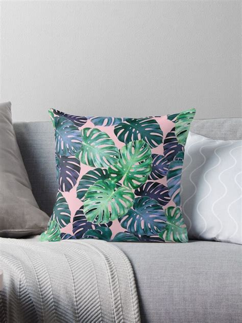 Monstera Leaves Throw Pillow By Catyarte Monstera Leaf Throw Pillows