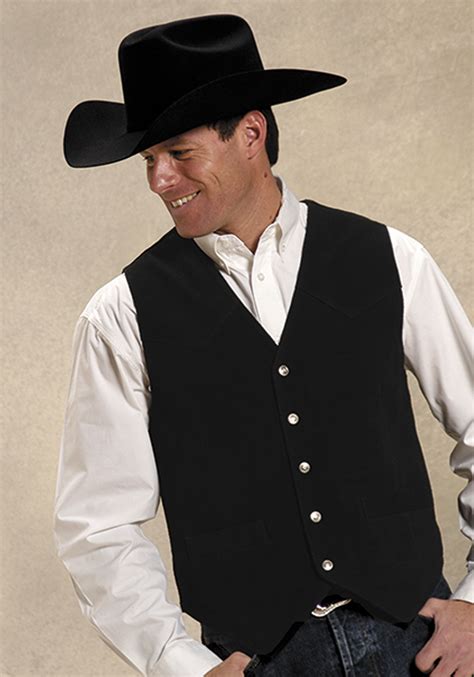 Roper Mens Black Silky Cow Suede Leather Basic Snap Ls Western Vest Ebay