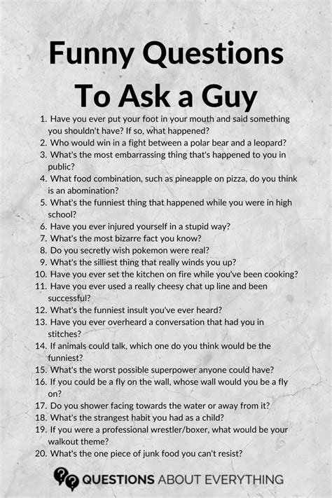 list of 20 funny questions to ask a guy silly questions to ask truth or truth questions
