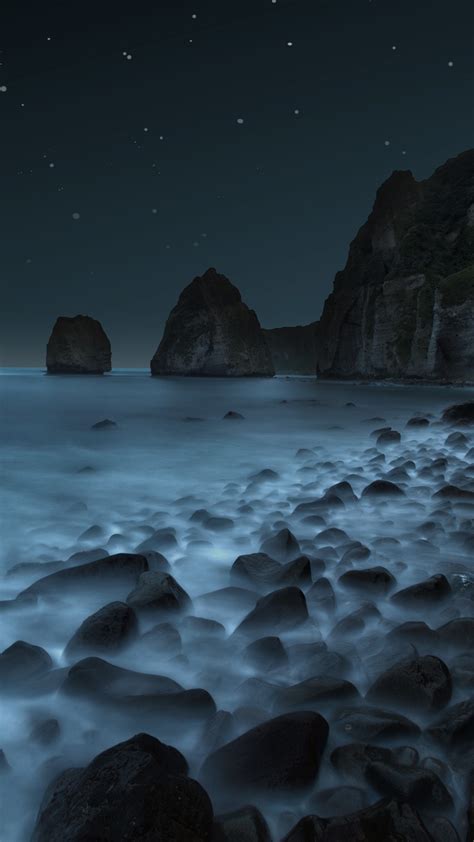 Alone In The Dark Night Itanki Beach Muroran Hokkaido Japan