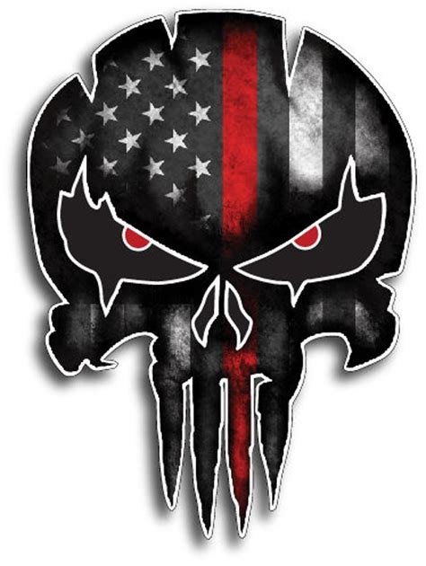 Firefighter Punisher Skull Decal Thin Red Line Decal Vinyl