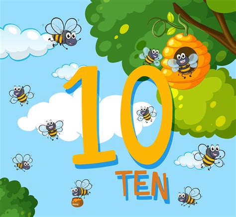 Count Number Ten Bee 418871 Vector Art At Vecteezy