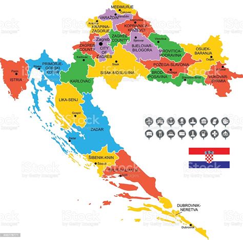 Johns hopkins university) unter der kritischen marke von 50. Detaillierte Vektor Karte Von Kroatien Stock Vektor Art ...