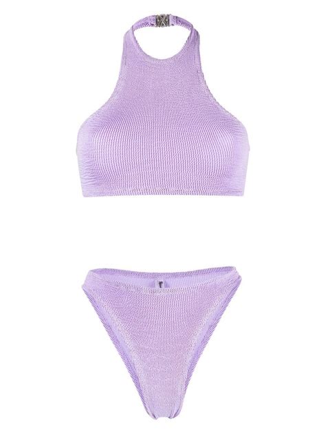 Reina Olga Longboarder Crinkle Bikini In Purple Lyst