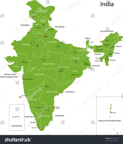 New delhi is a multidimensional metropolis sprinkled with glittering gems. India Map With States And Capital Cities Stock Photo ...