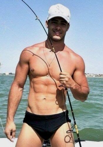 Shirtless Male Muscular Hunk Fishing Speedo Dude Handsome Guy Photo X