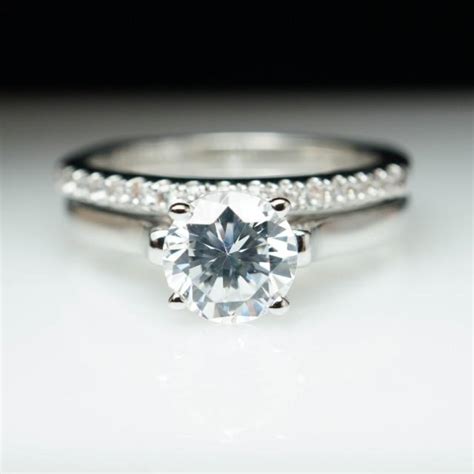 Solitaire Diamond Engagement Ring Complete W Matching