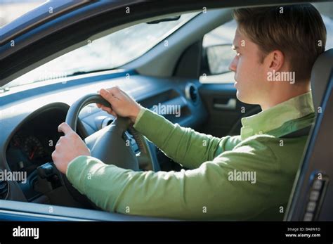 Man Driving Car Stock Photo Alamy