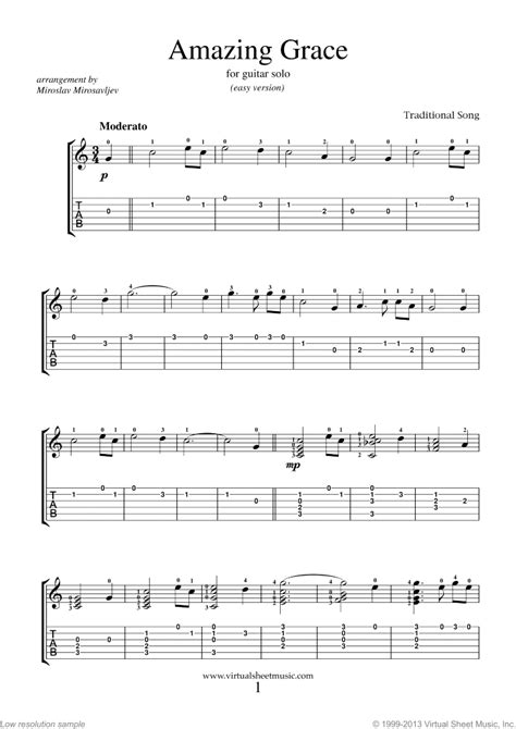 Amazing Grace Sheet Music For Guitar Solo Pdf Interactive