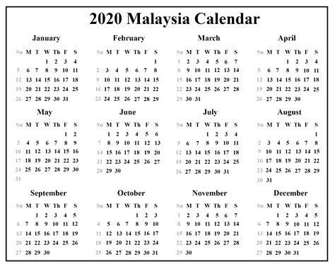 Print Calendar Malaysia 2020 Month Calendar Printable
