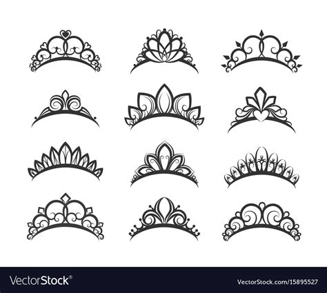 Beautiful Queen Tiaras Set Royalty Free Vector Image