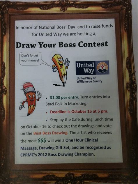 Draw You Boss Contest Work Fundraisers Easy Fundraisers