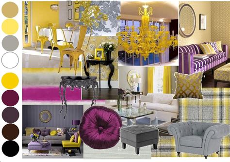 Moving in the other direction around the wheel, you can use deep purple with navy, royal blue and cyan. Yellow Grey Purple Colour Scheme.jpg (1240×874) | Gray ...