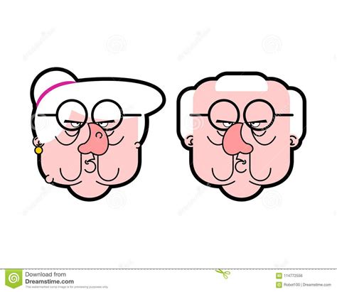 Angry Grandfather And Grandmother Are Evil Grumpy Old Man Stock Vector