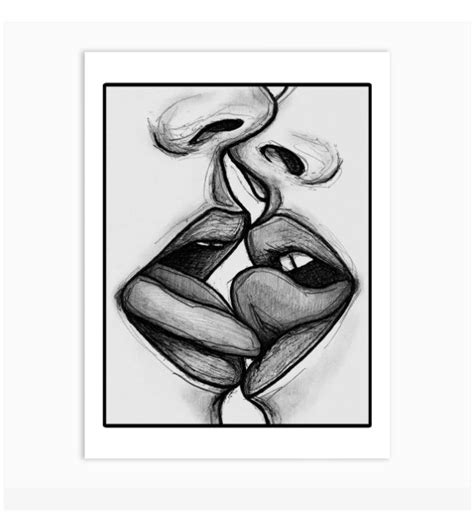 Kiss Art Print Dessin Love Dessin De Visages Dessin De Visage