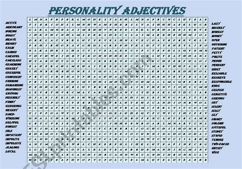 Personality Adjectives Wordsearch Fully Editable With Key Esl