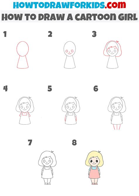 How To Draw A Cartoon Girl Easy Drawing Tutorial For Kids