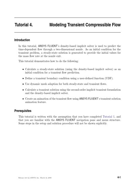 Tutorial 4 Modeling Transient Compressible Flow Pdf Compressible Flow Fluid Dynamics