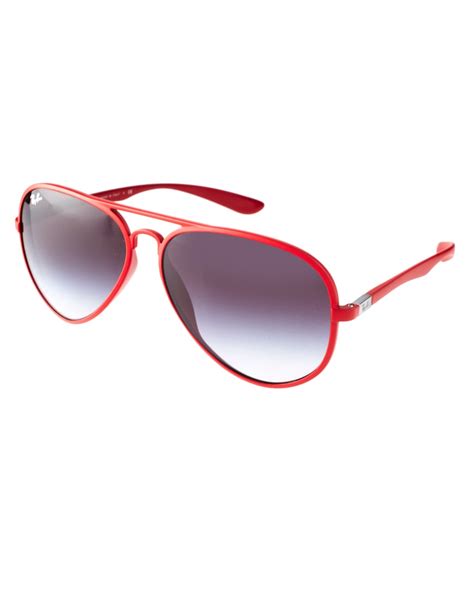 Ray Ban Aviator Sunglasses In Red For Men Lyst