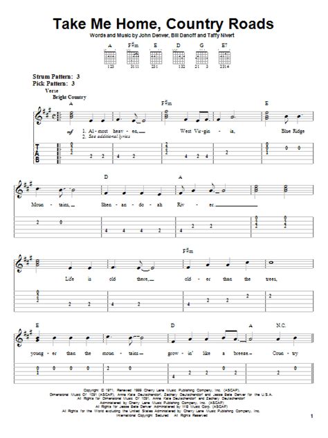30,000 + tabs, notation and instructors for all genre's. John Denver Take Me Home, Country Roads 56266 in 2020 | Guitar tabs songs, Easy guitar songs ...