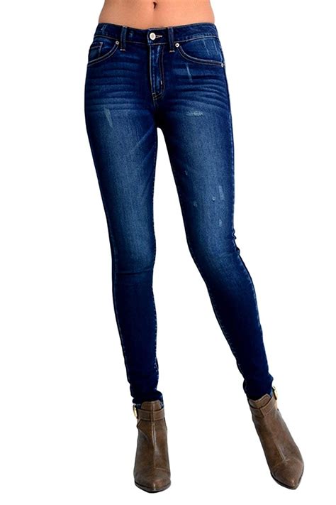Buy Kan Can Women S Mid Rise Skinny Jeans Dark Wash Kc At Amazon In