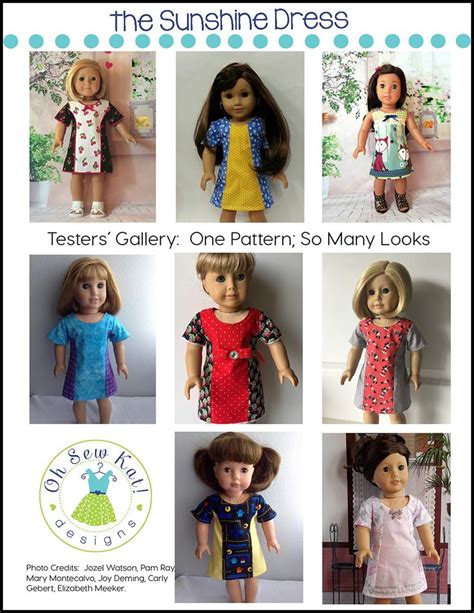 Oh Sew Kat Sunshine Dress Doll Clothes Pattern 18 Inch American Girl Dolls