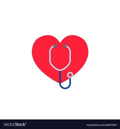 Heart With A Stethoscope Logo For The Clinic Vector Image