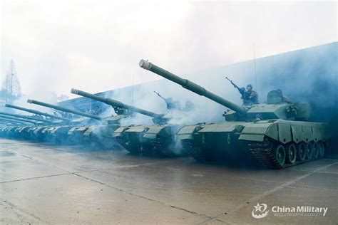 Soldiers Maneuver Main Battle Tanks To Training Field China Military