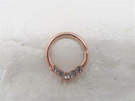 Rose Gold Plated Septum 5cz Bendable Ring16gor 18g8mm Etsy