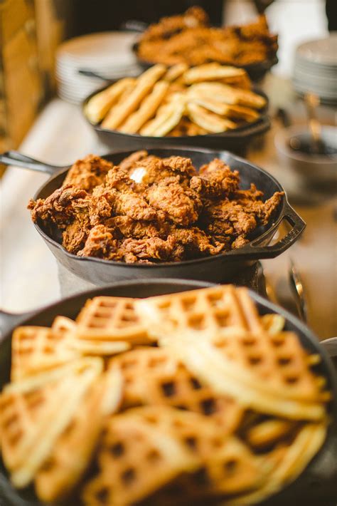Chicken And Waffles For Southern Comfort Food Buffet Southern Wedding