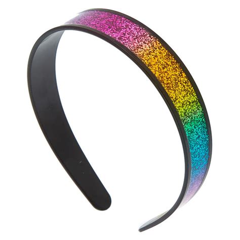 Wide Rainbow Glitter Headband Claires