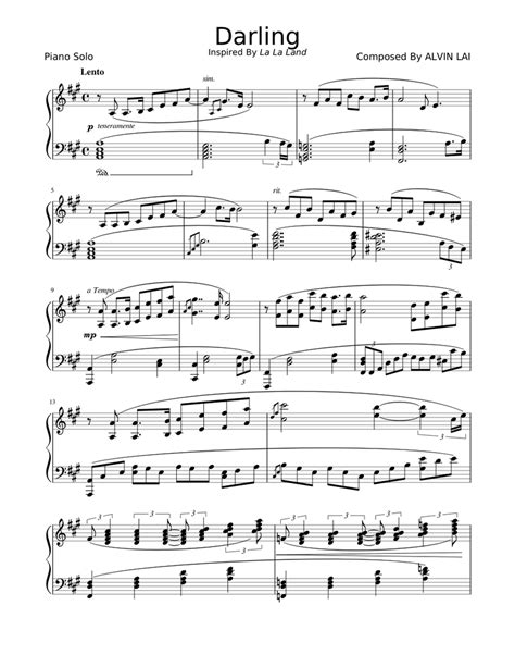 Darling Sheet Music For Piano Solo