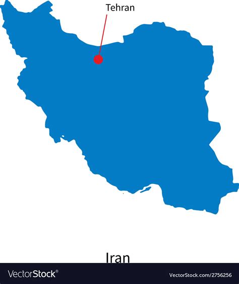 Detailed Map Of Iran And Capital City Tehran Vector Image
