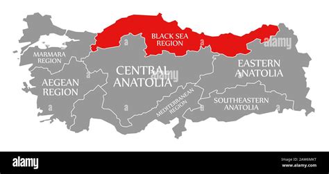 Black Sea Region Red Highlighted In Map Of Turkey Stock Photo Alamy