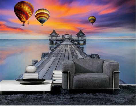 Custom Photo Wallpaper 3d Stereoscopic Sunset Harbour Bridge Landscape