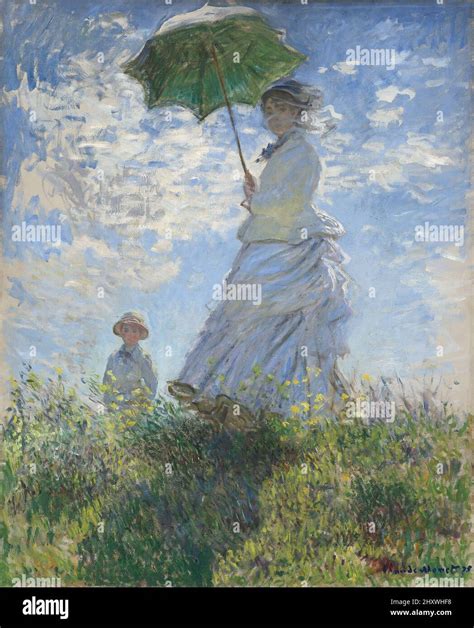 Woman With A Parasol Madame Monet And Her Son Oin On Canvas Painting