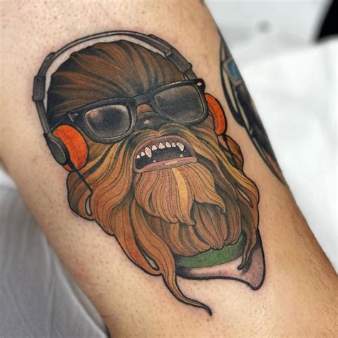 Chewbacca Portrait Tattoo Located On The Upper Arm
