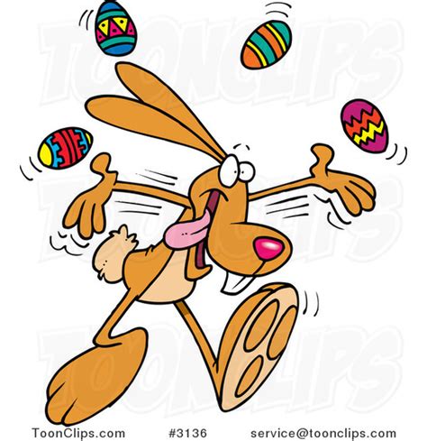 cartoon bunny juggling easter eggs 3136 by ron leishman