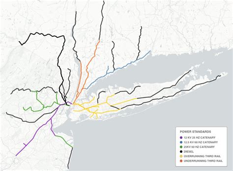Map Of The Electrified Sections Of The Greater New York Commuter Rail