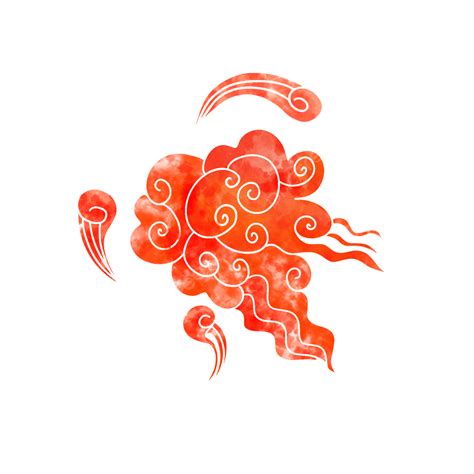 Vector Hand Drawn Cartoon Red Auspicious Cloud Xiangyun Chinese Style