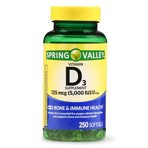 Check spelling or type a new query. Spring Valley Vitamin D3 Softgels, 5000 IU, 250 Count ...