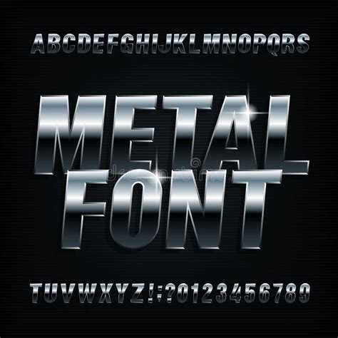 Metal Alphabet Font Chrome Effect Bold Letters And Numbers Stock