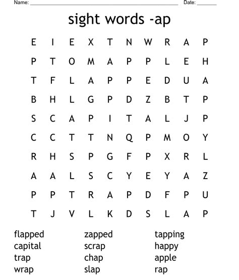 Sight Words Ap Word Search Wordmint